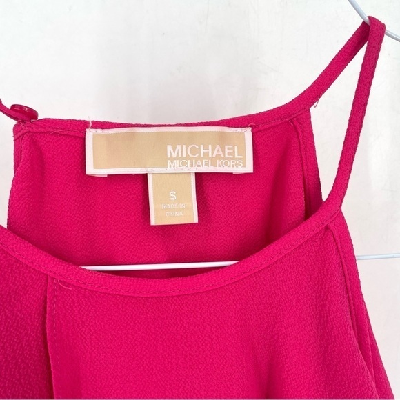 MICHAEL KORS MK COLD SHOULDER RED FLOUNCE LONG SLEEVE TOP - Picture 6 of 6